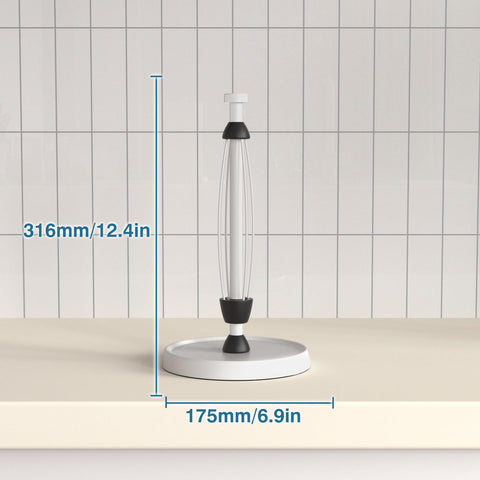 Swaitee countertop towel stand shown in kitchen and bathroom setups
