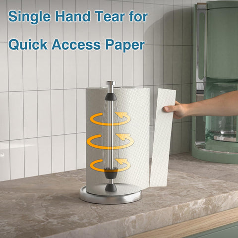 Swaitee paper towel holder base detail emphasizes non-slip pad protecting surfaces.