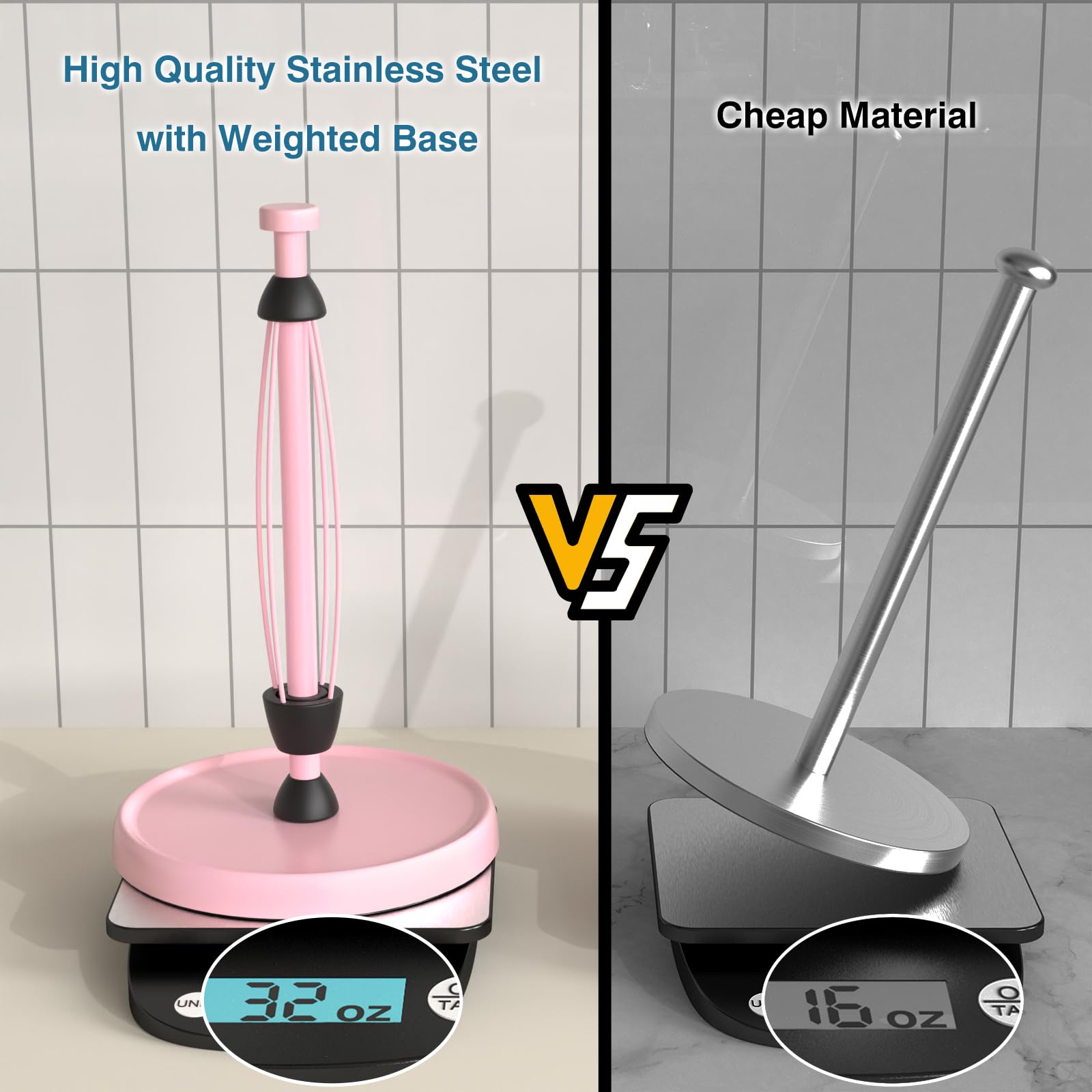 Swaitee pink paper towel stand fits most standard rolls at home