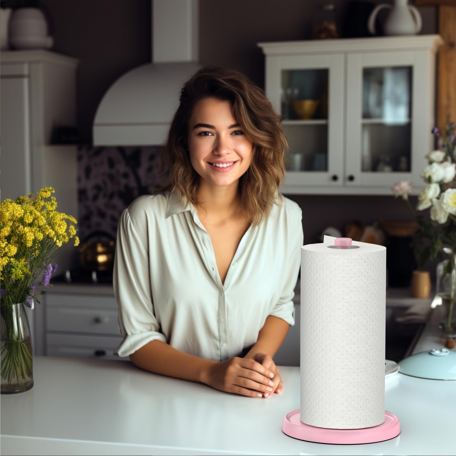 Swaitee pink holder complements kitchen decor while staying functional