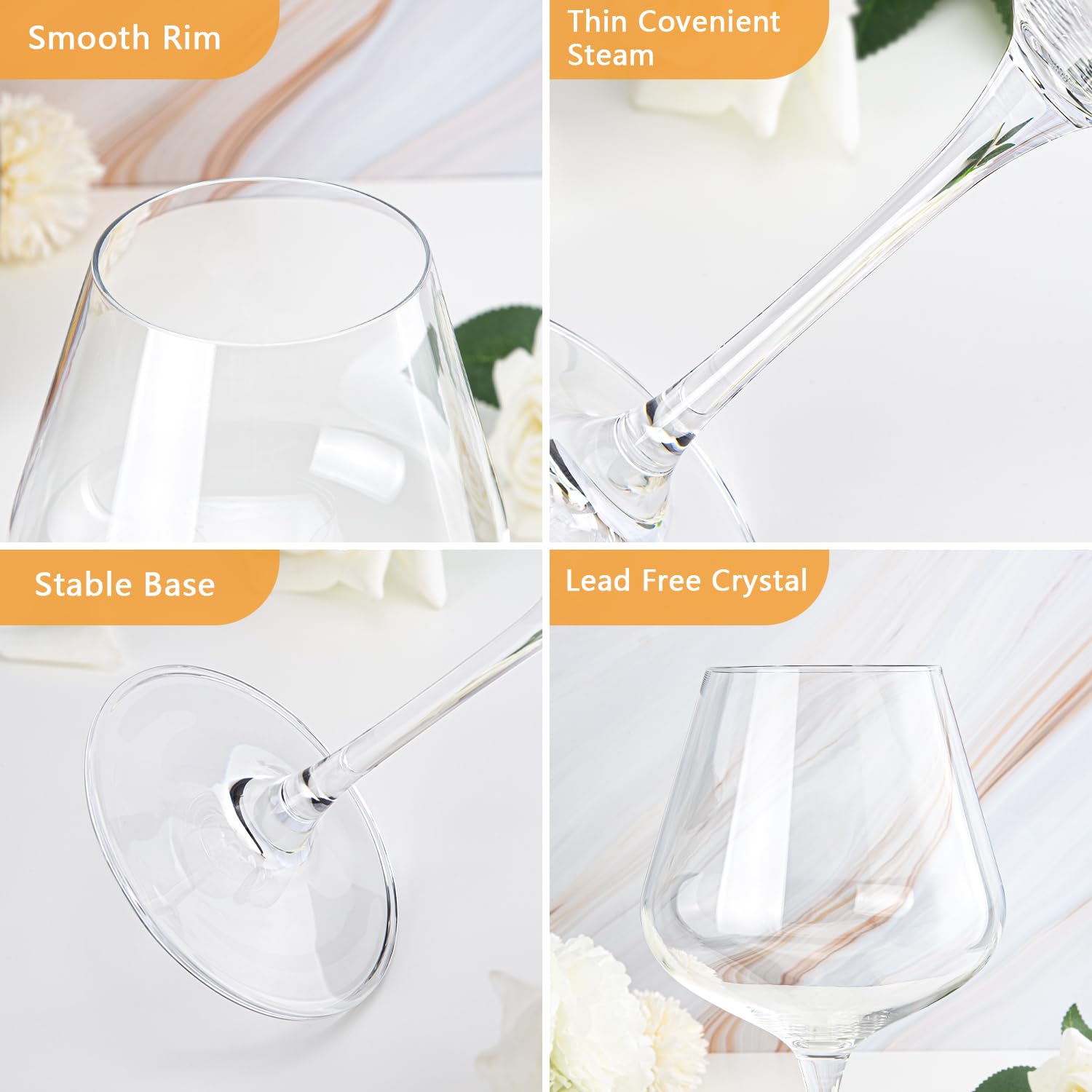 Swanfort lead-free crystal red wine glass ensures safe daily use.