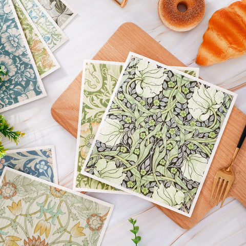 Soft yet durable cotton and paper blend stays gentle on ware while absorbing spills.