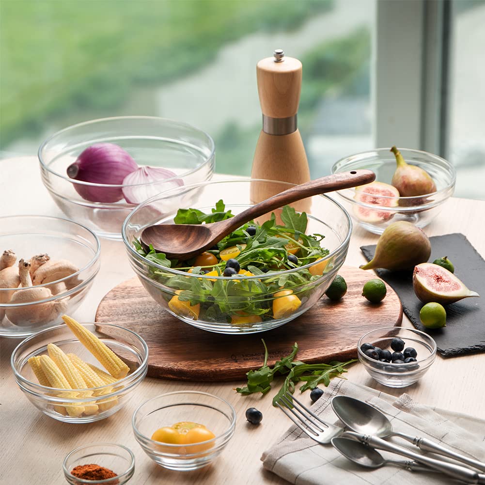 Sweejar nine-size glass bowls for prep, mixing, and kneading tasks.