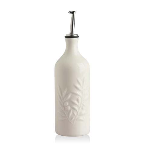 Sweejar ceramic olive oil dispenser in beige with a sleek pour spout for controlled use.
