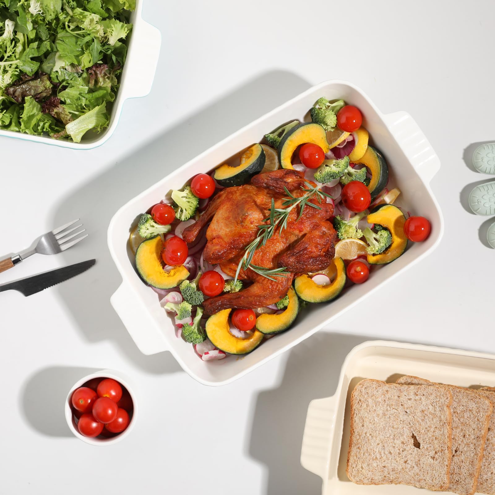 Sweejar oven-to-table dish with handles for easy transport.