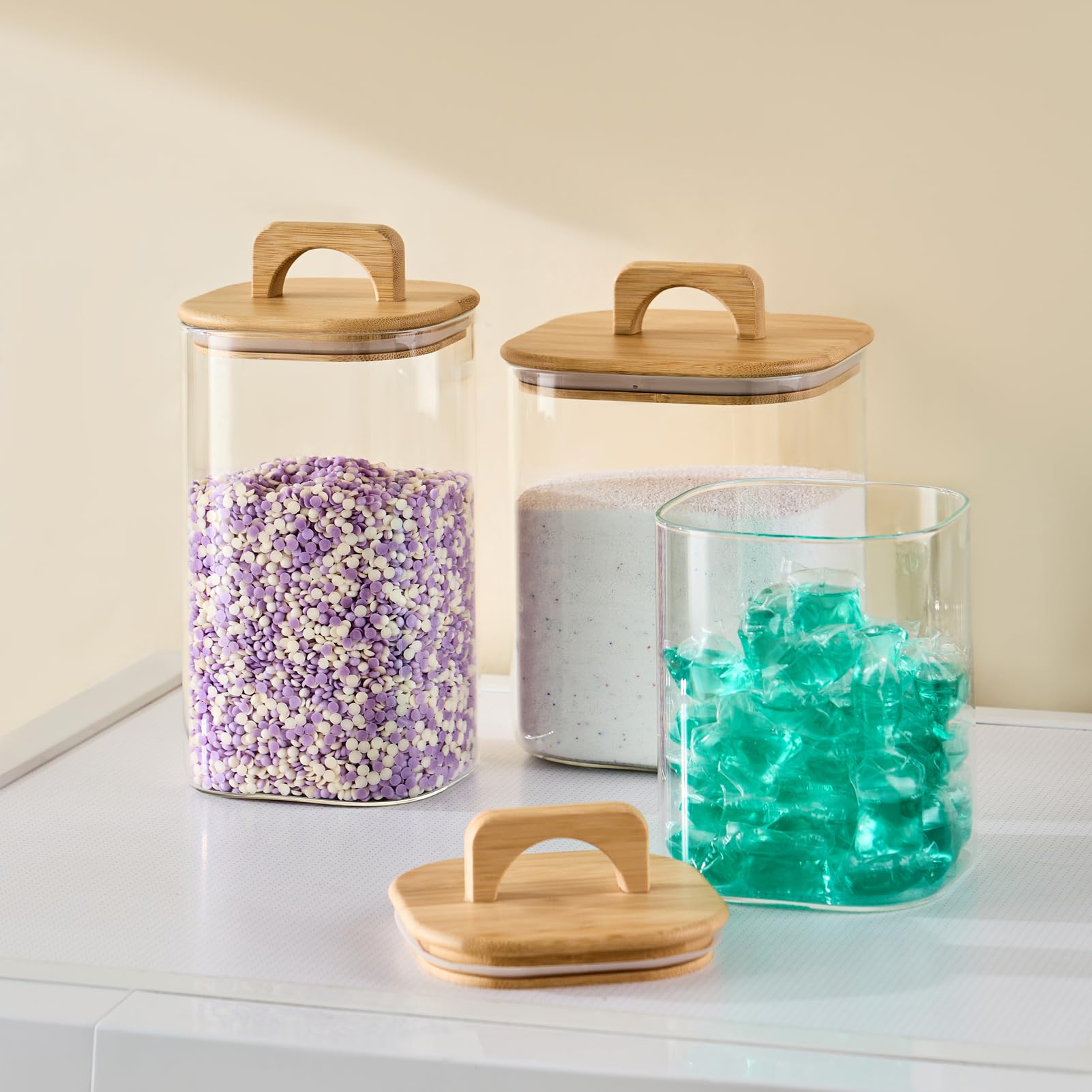 Sweejar pantry organization jars emphasize visible contents and convenience.
