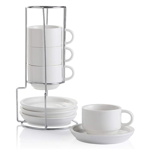 Sweejar porcelain espresso cups with white saucers for elegant home coffee rituals.