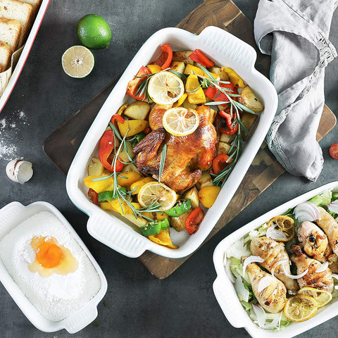 Sweejar porcelain lasagna pan in navy, oven-safe and durable