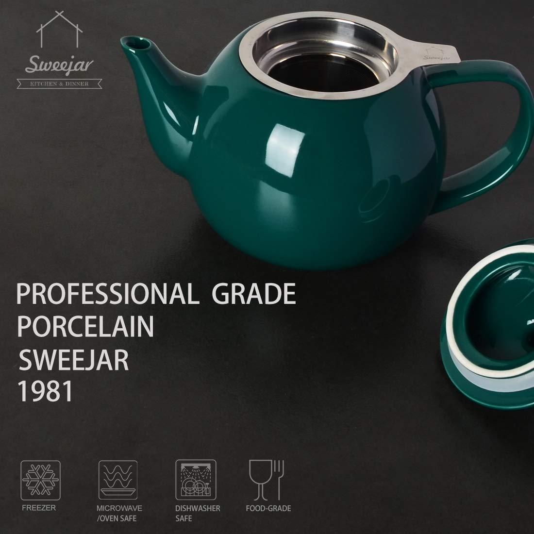 Sweejar teapot showcases colorful glaze design to brighten tea time.