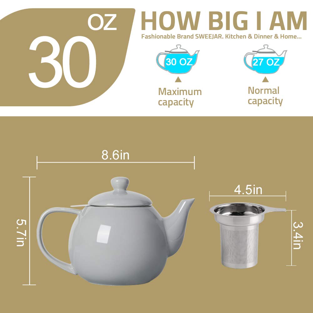 Sweejar porcelain teapot ready for tea party service and entertaining guests.