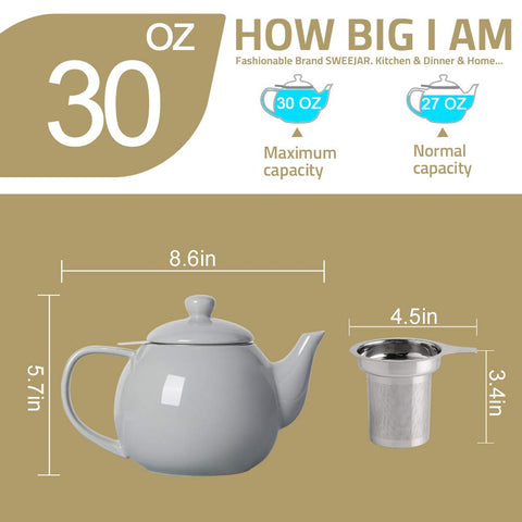 Sweejar porcelain teapot ready for tea party service and entertaining guests.
