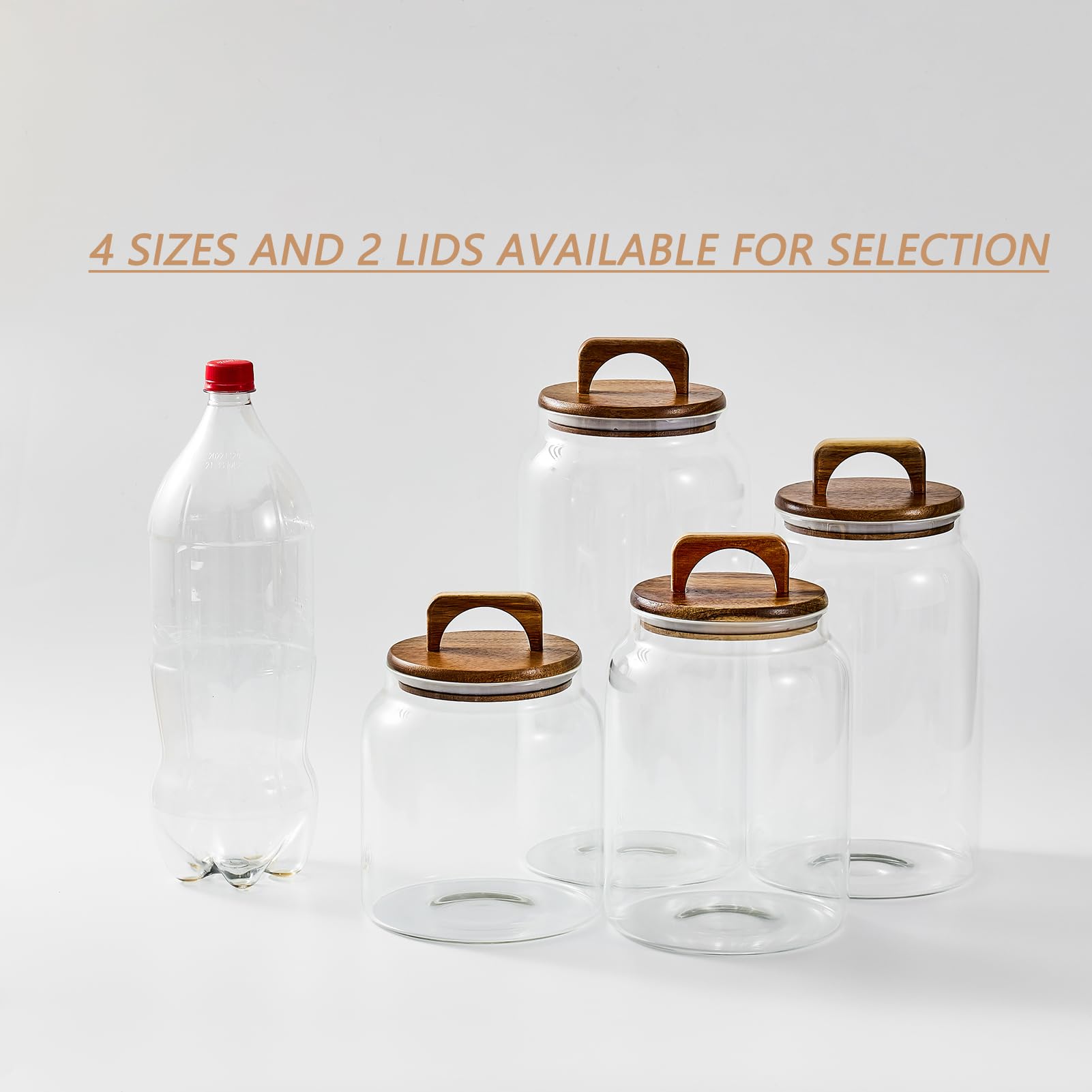 Sweejar wooden lid pantry jar keeps foods visible and fresh