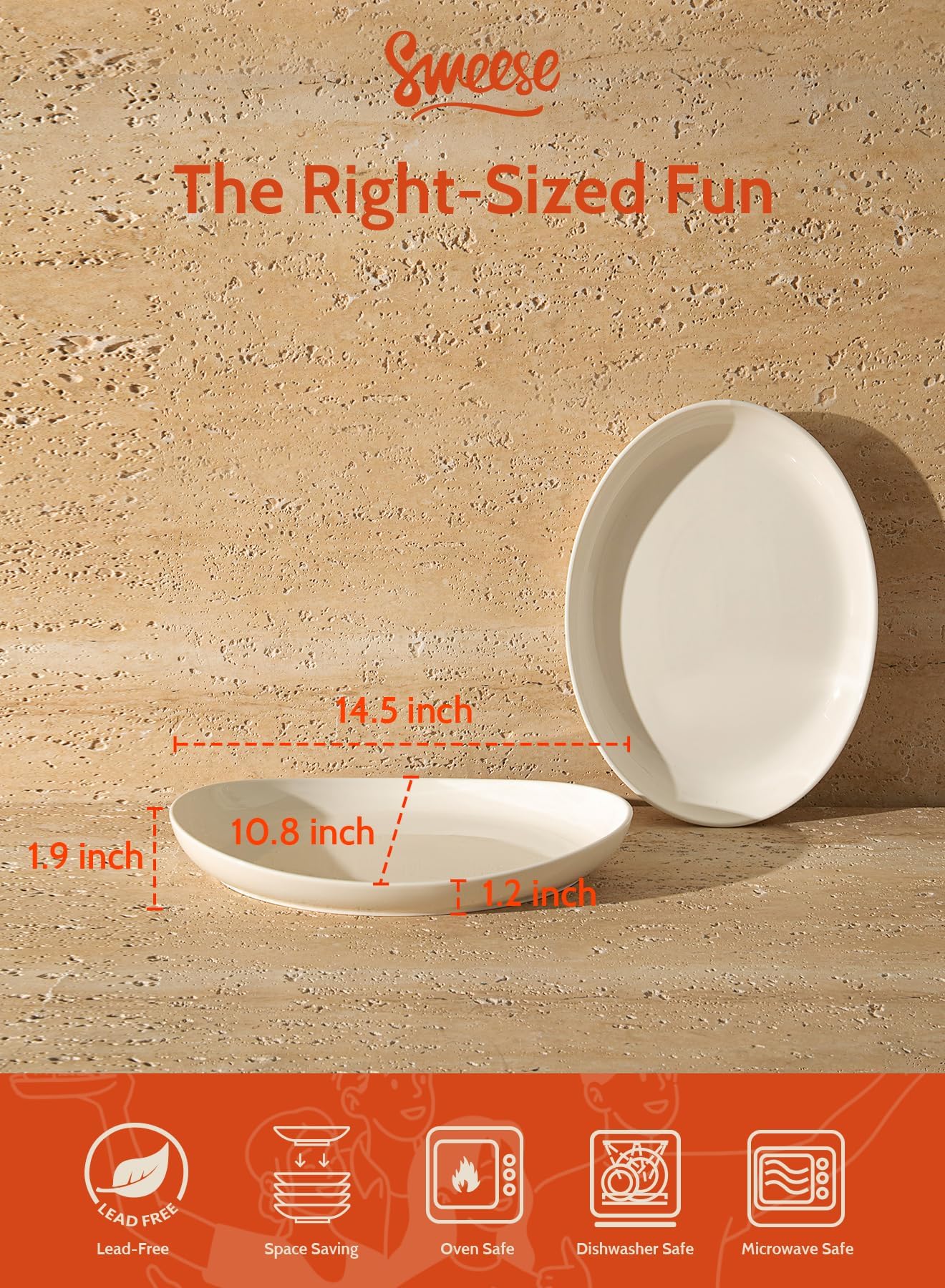 Sweese oval platter 14.5 inch appetizers display highlighting generous surface
