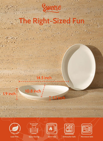 Sweese oval platter 14.5 inch appetizers display highlighting generous surface
