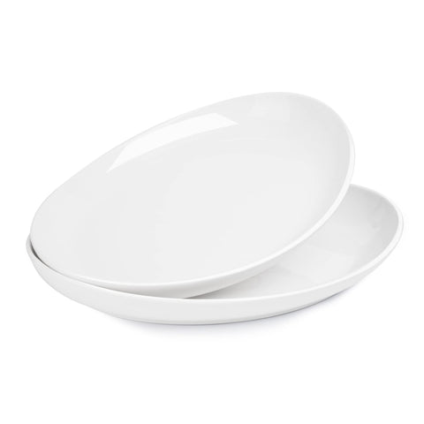 Sweese 2-pack porcelain oval platter top view, durable and chip-resistant for everyday entertaining