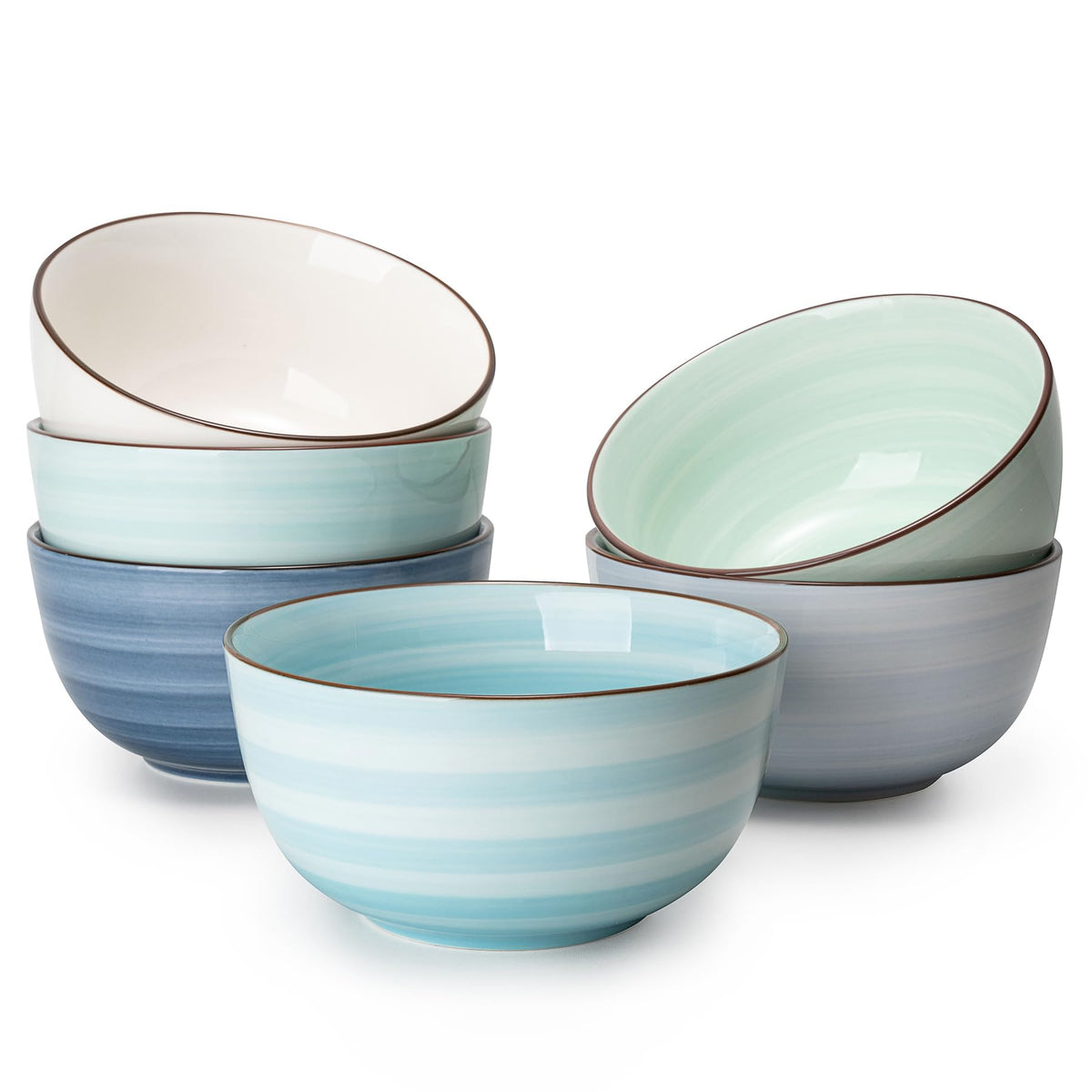 Sweese 20oz porcelain cereal bowls multicolor set; durable and dishwasher-safe.
