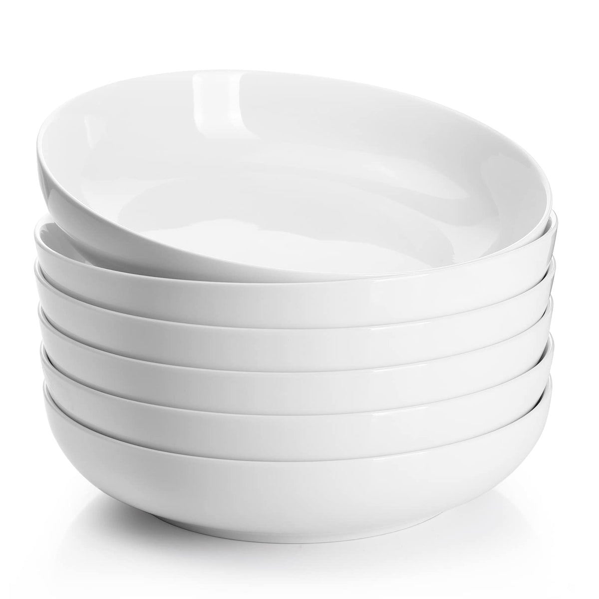 Sweese 22oz pasta bowls front view in clean white porcelain, versatile for pasta or salad.