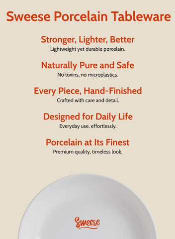 Sweese 22oz porcelain bowls with sauce accents for versatile serving.