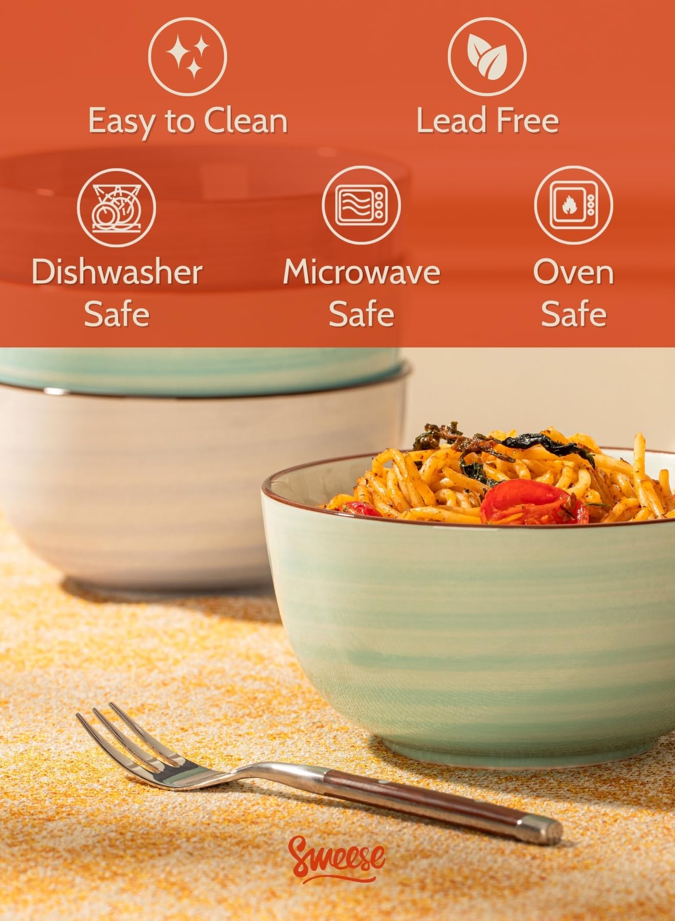 Sweese bowls are stackable, saving counter space and simplifying storage.