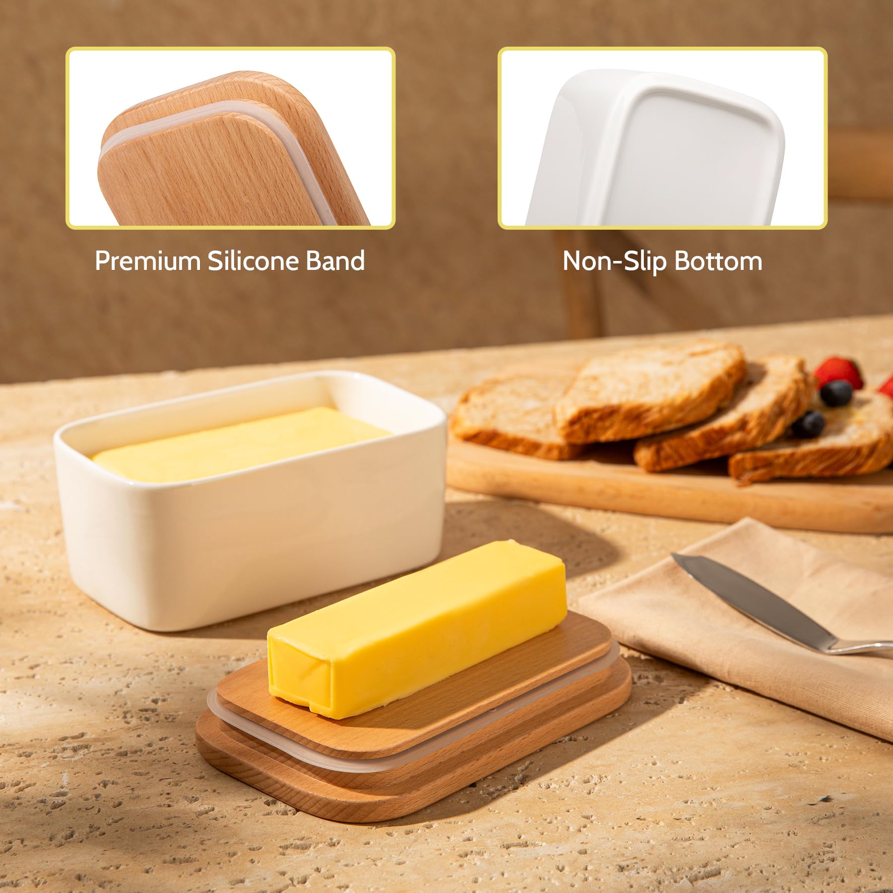 Sweese butter dish deep design provides space for two sticks of butter