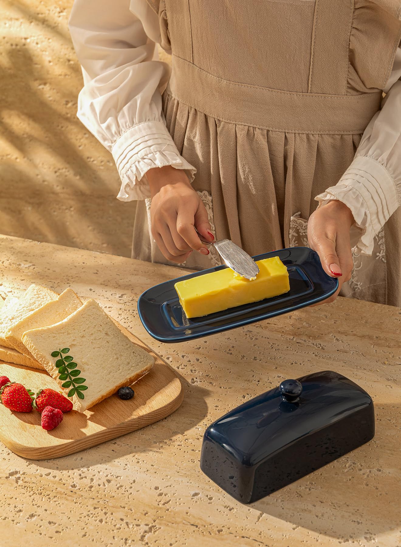 Sweese butter dish elegant navy design complements any kitchen counter.