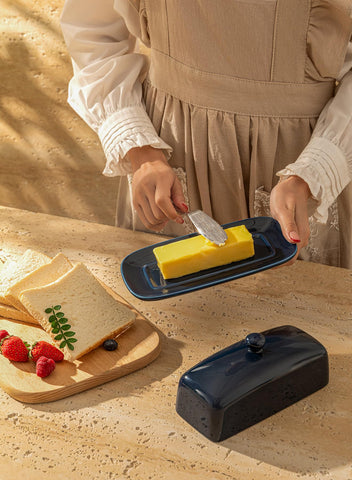 Sweese butter dish elegant navy design complements any kitchen counter.