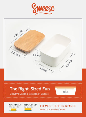 Sweese butter dish lid beech wood highlights natural lid and cutting board function