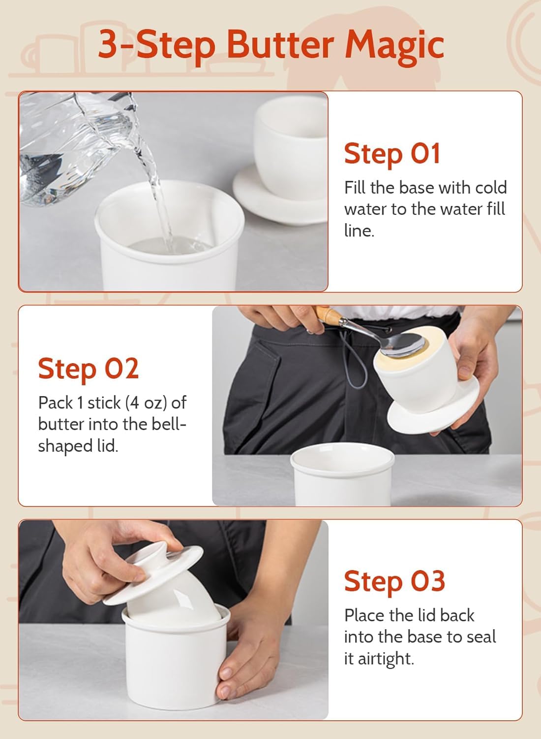 Elegant white Sweese butter dish finish for a clean kitchen.