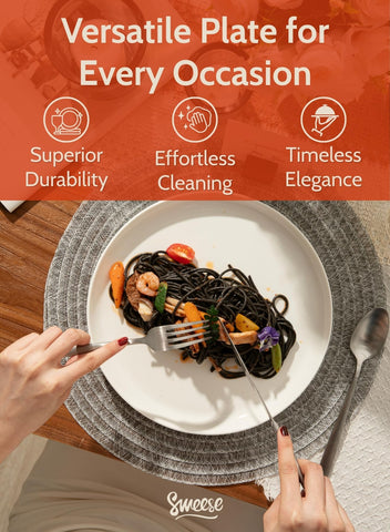 Sweese circular collection plate showcases versatile design for everyday meals.