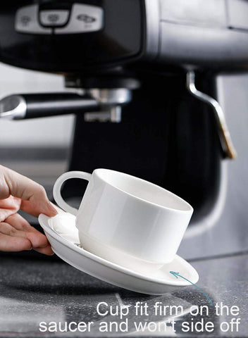 Sweese white porcelain coffee set on a clean countertop for elegant dining.