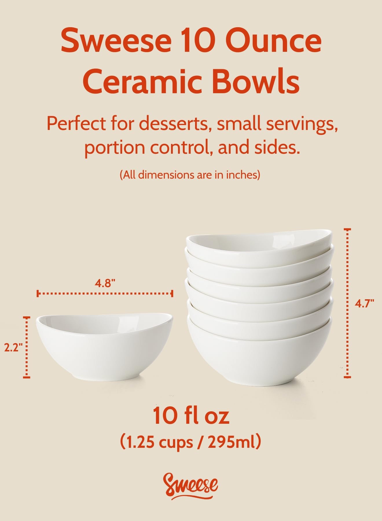 Sweese Curve Collection white bowls, stacked, space-saving elegance for daily dining.