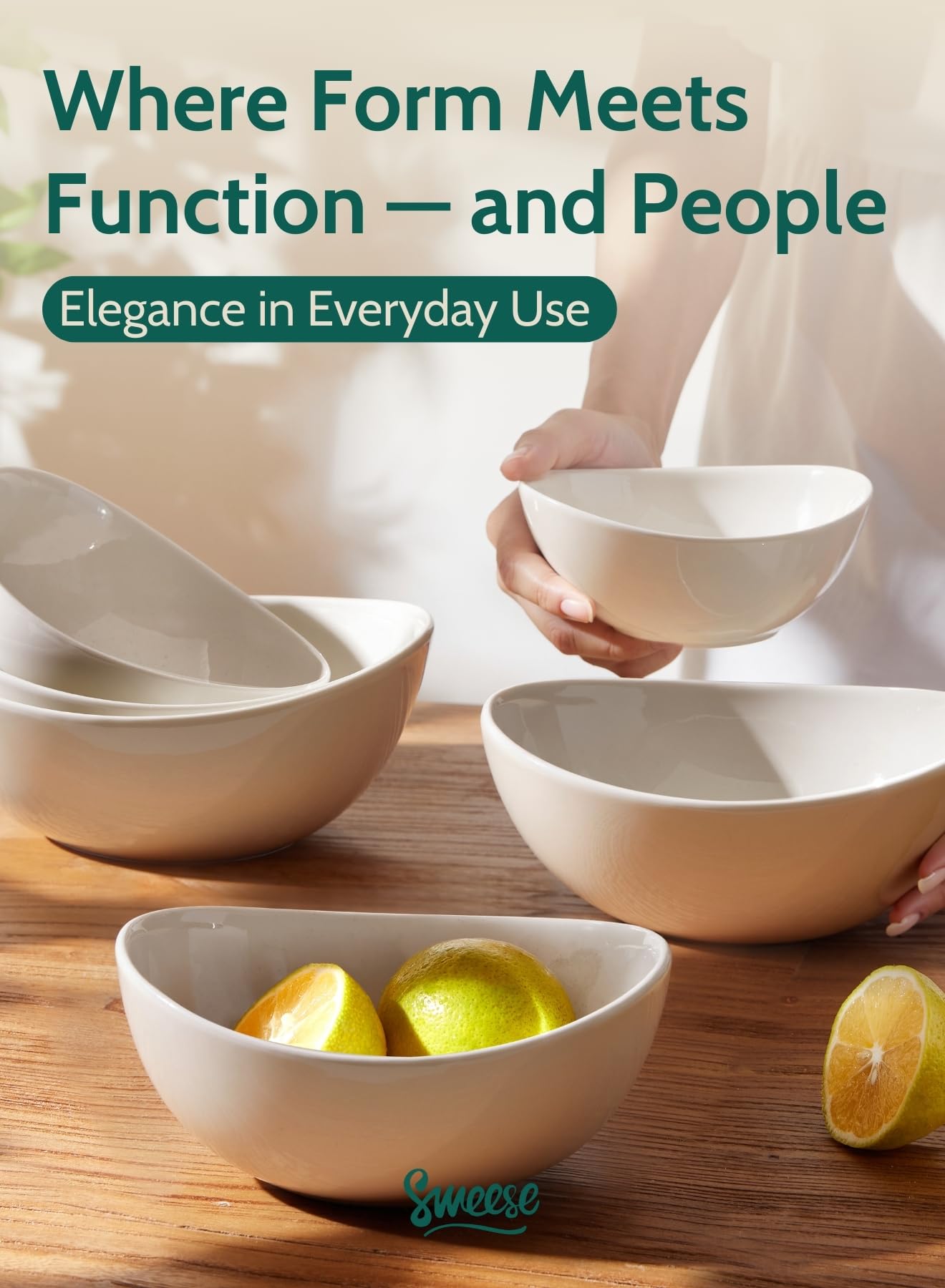 Sweese curve-design bowls add a modern touch to any table.