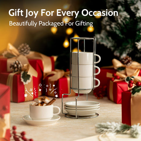 Sweese dishwasher-safe porcelain cups ready for easy cleaning after breakfast.