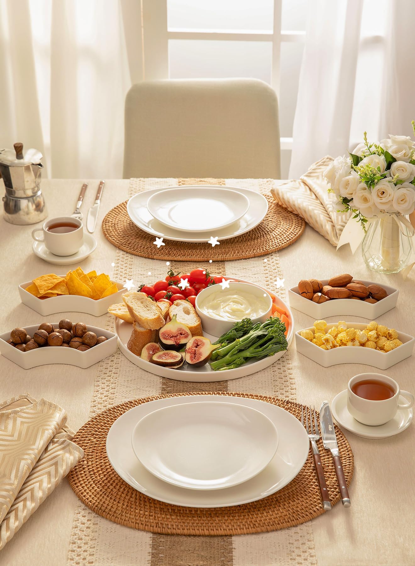 Sweese divided serving dishes party tray white elegant entertaining centerpiece