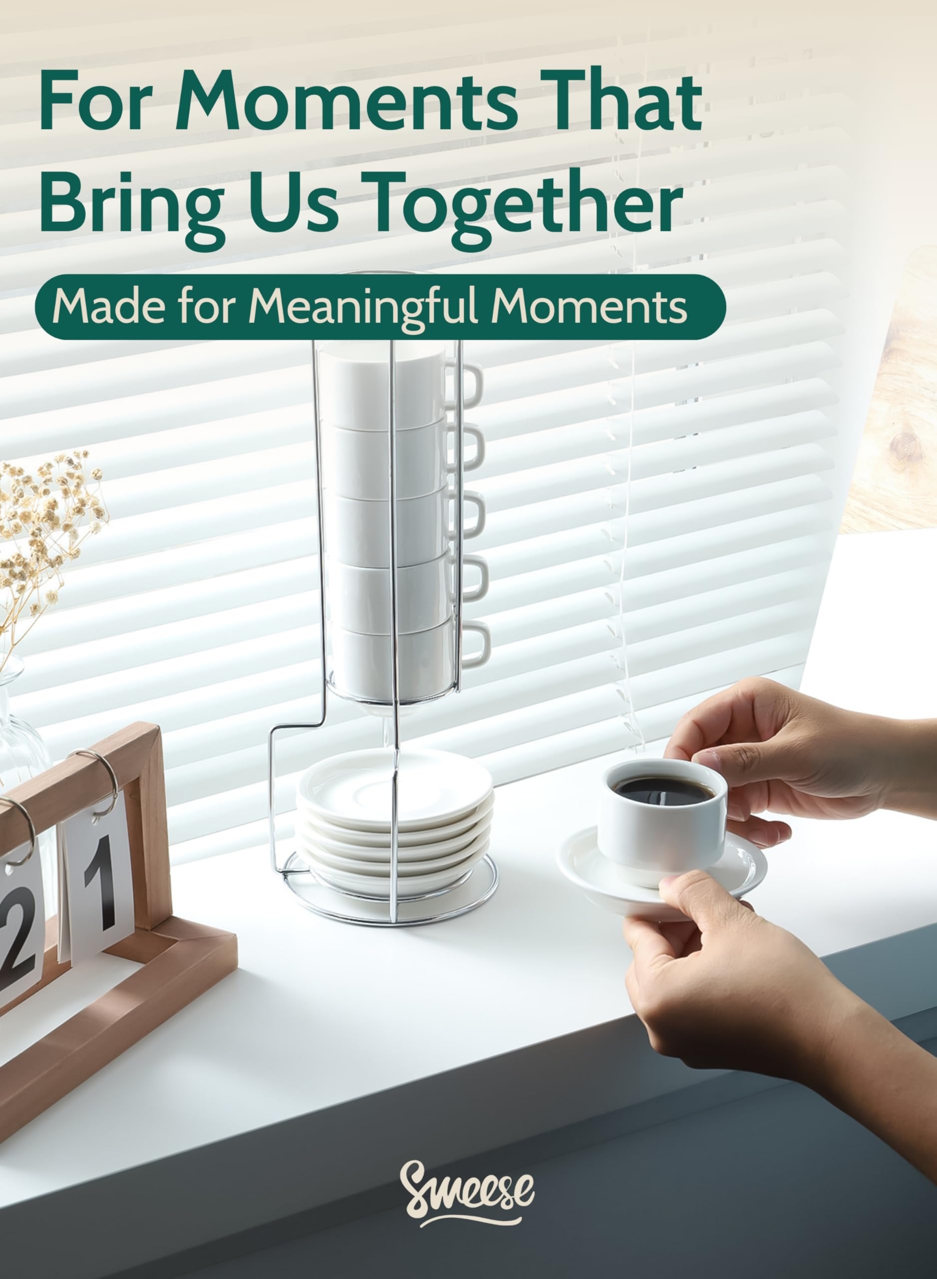 Sweese porcelain cups with thick walls help retain warmth.