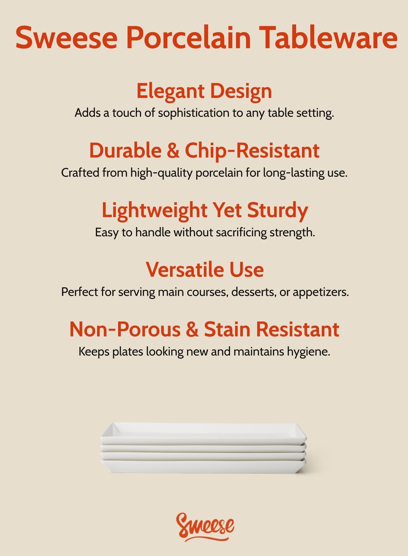 Sweese easy-clean platter resists stains for everyday dining ease