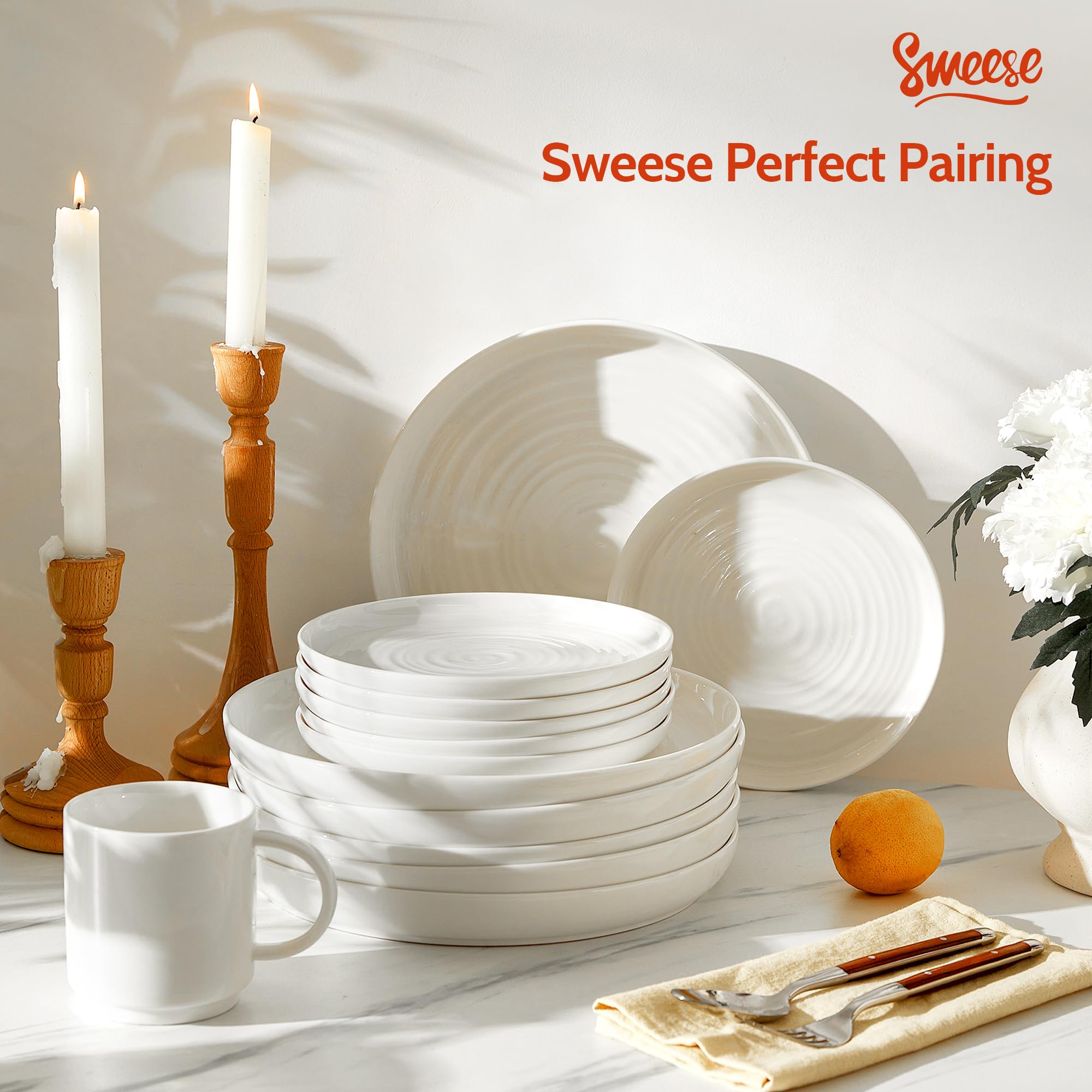 Elegant white finish from Sweese enhances table presentation.