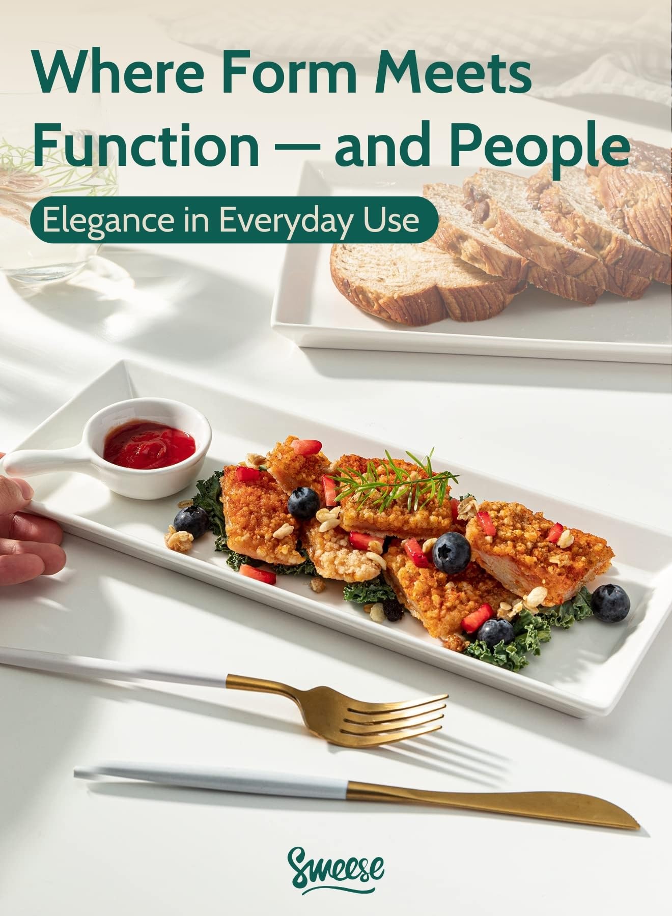 Sweese entertaining platter keeps foods neatly aligned on the table