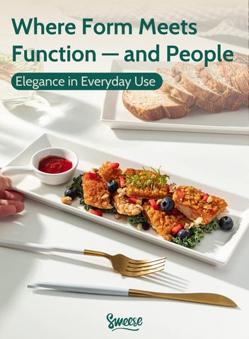 Sweese entertaining platter keeps foods neatly aligned on the table