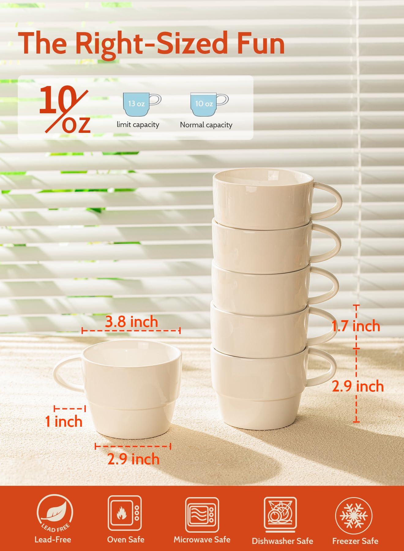 Sweese 10oz espresso cups ideal for lattes and cappuccinos.