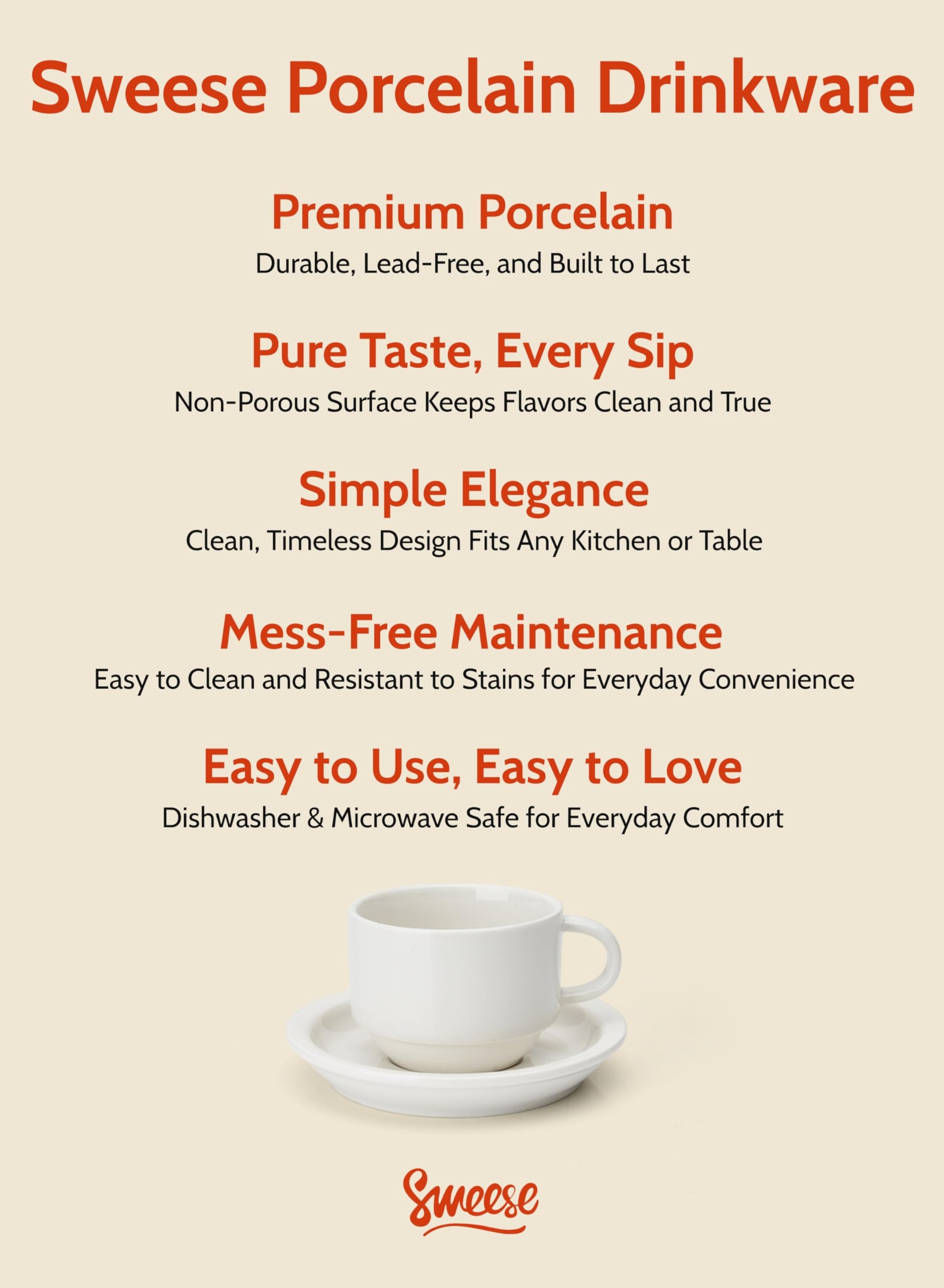 Sweese espresso cups with non-slip base reducing spills during service