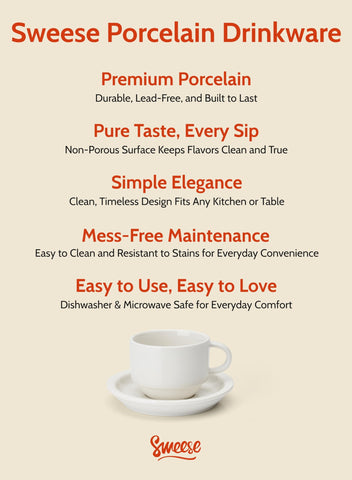 Sweese espresso cups with non-slip base reducing spills during service