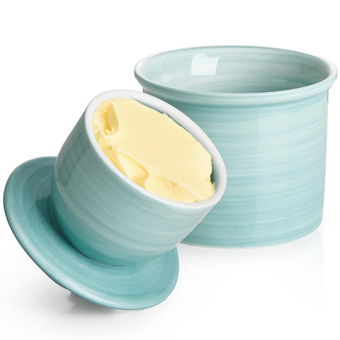 Sweese French Butter Dish with Lid on counter keeps butter fresh and stylish.