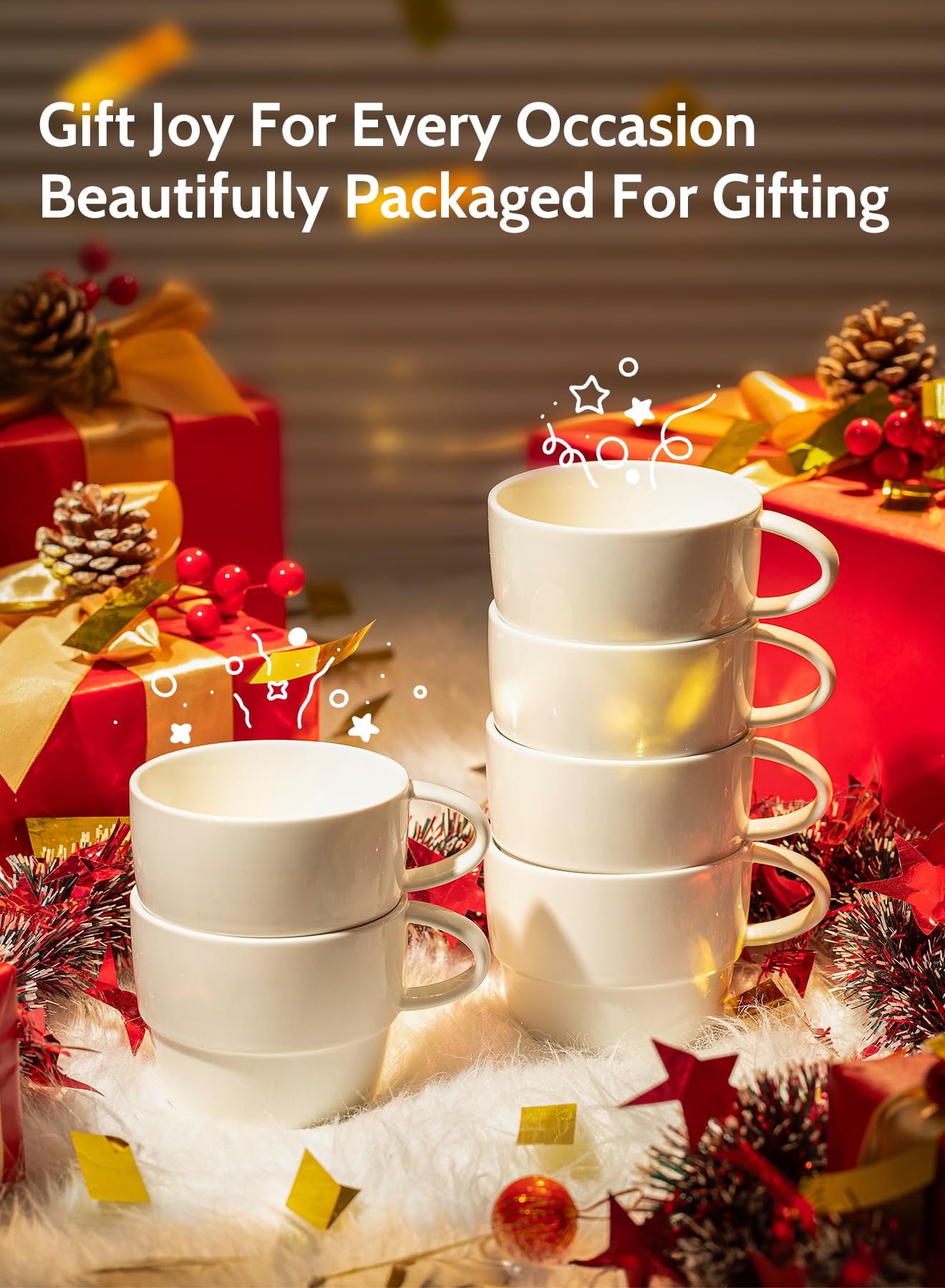 Sweese gift-worthy porcelain cups perfect for coffee lovers at home or cafe.