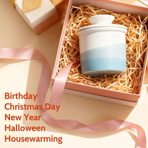 Sweese hand-painted swirl butter dish enhances kitchen decor.