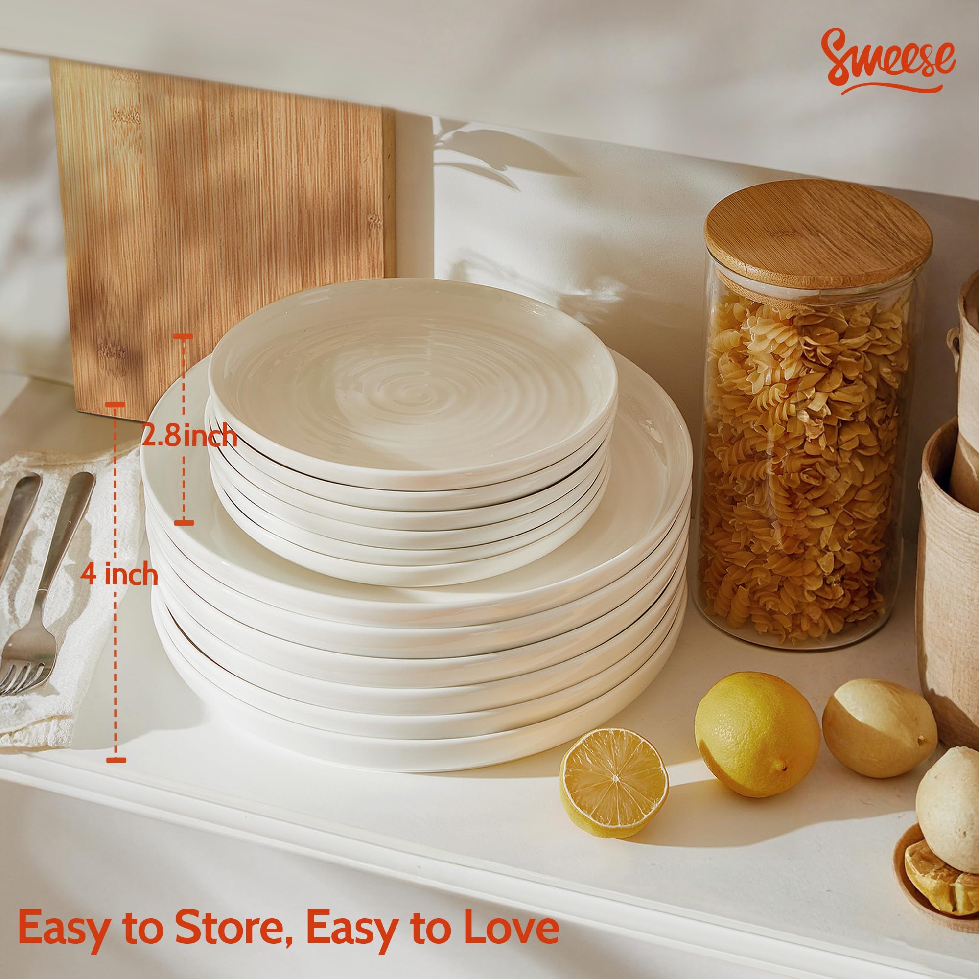 Durable porcelain with lead-free glaze resists chips for everyday dining.