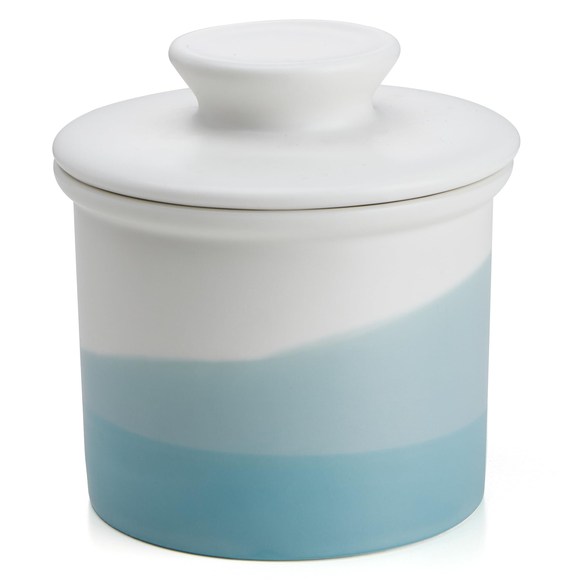 Sweese light green butter dish with lid keeps butter fresh on the counter.