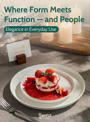 Sweese microwave-safe dessert plate transitions from oven to table.