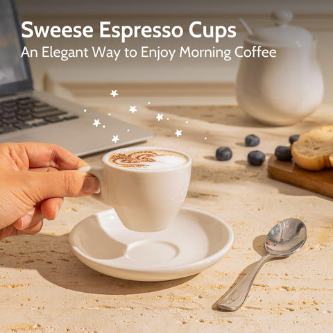 Sweese microwave-safe espresso cups ready for quick reheats.