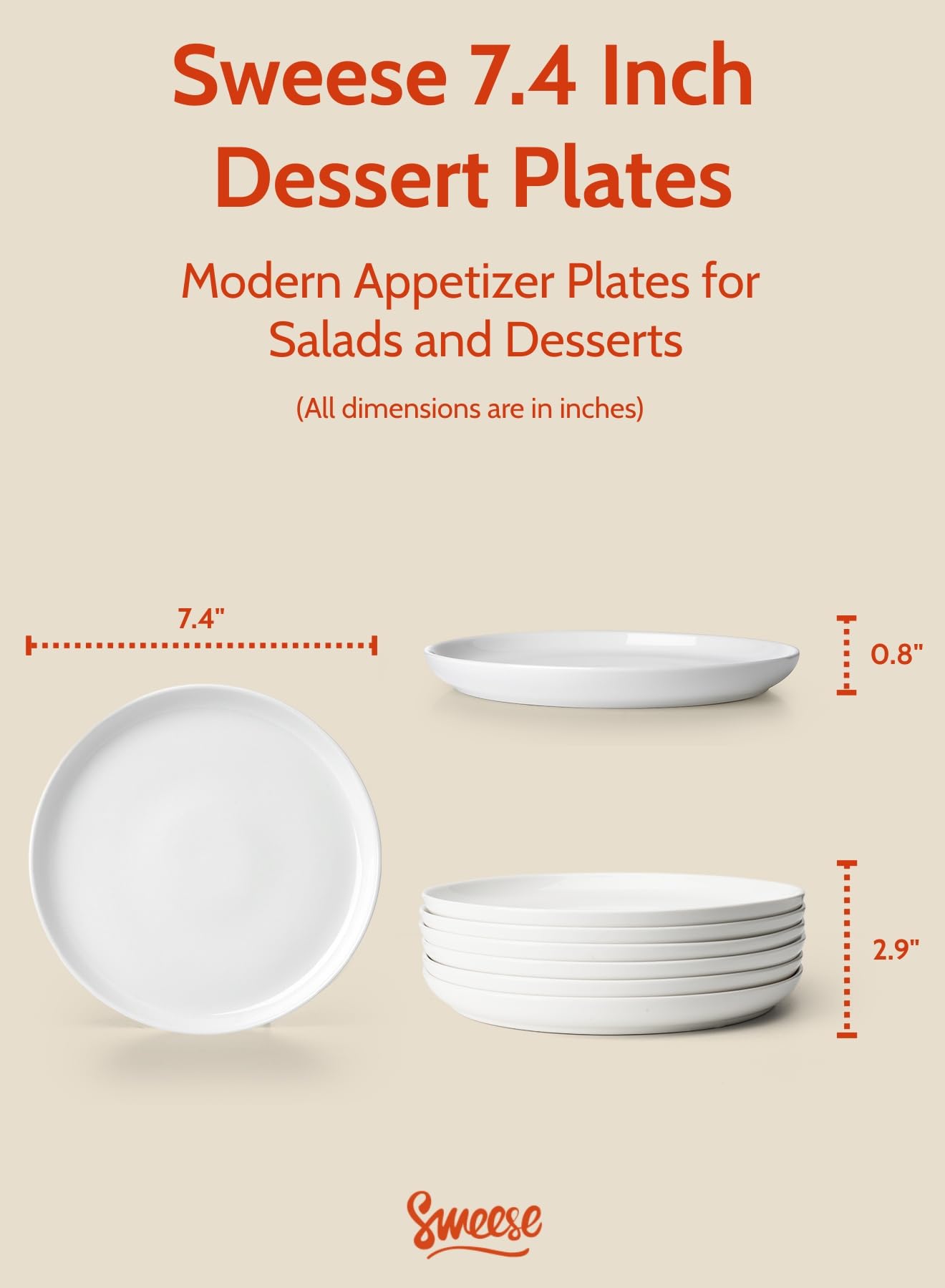 Sweese no-spill edge dessert plate keeps sauces contained during serving.